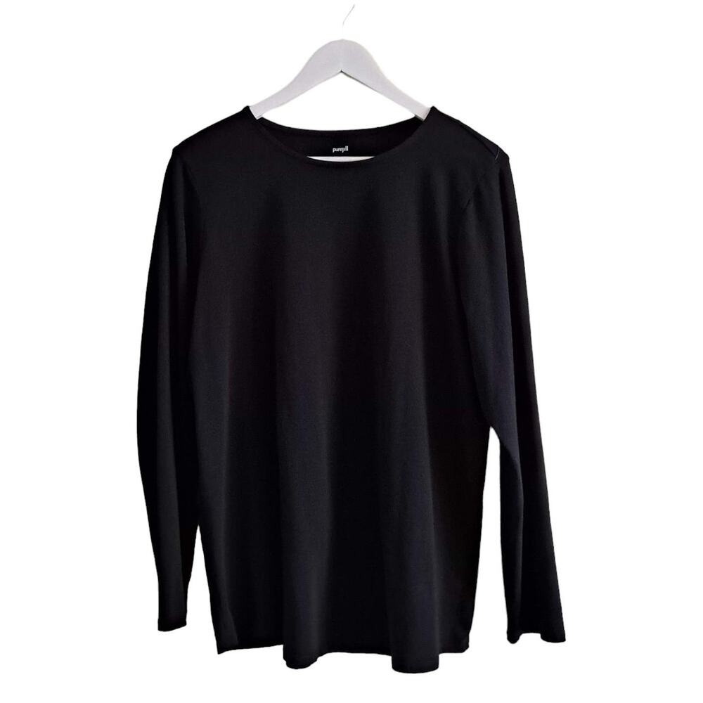 PureJill Womens Black Long Sleeve Crewneck Tee  T-Shirt Top Essential- Size XL - Picture 3 of 11